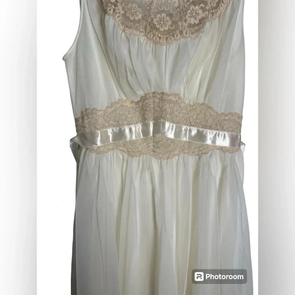 Vintage 50s Slip Cream Sheer Ivory Lace Vintage Lingerie Slip Size 32 - Picture 4 of 8